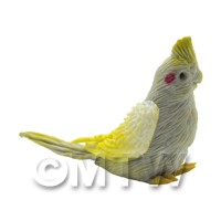 Handmade Dolls House Miniature Grey Cockatiel With Yellow Crown