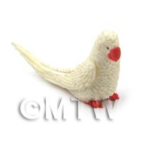 Dolls House Miniature White Handmade Parrots With Red Beak