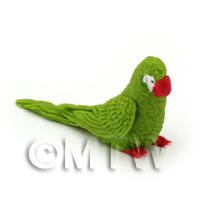 Handmade Dolls House Miniature Air Dried Clay Green Parrot