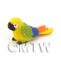 Yellow Dolls House Miniature Baby Parrot with Multi-Coloured Wings 