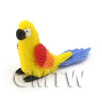 Yellow Dolls House Miniature Parrot with Multi-Coloured Wings