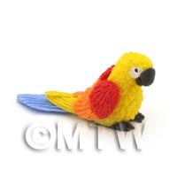 Yellow Dolls House Miniature Baby Parrot with Multi-Coloured Wings