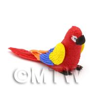 Handmade Dolls House Miniature Air Dried Clay Red Parrot