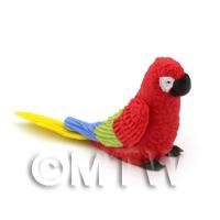 Red Dolls House Miniature Parrot With Multi-Coloured Wings 