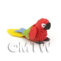 Red Dolls House Miniature Baby Parrot With Multi-Coloured Wings