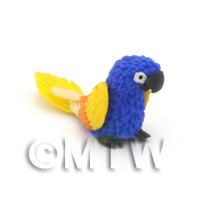 Baby Dolls House Miniature Blue Parrot with Multi-Coloured Wings
