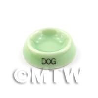 Dolls House Miniature Green Handmade Dog Bowl 