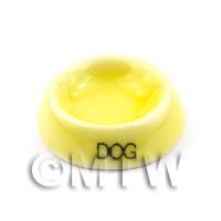 Dolls House Miniature Yellow Handmade Ceramic Dog Bowl