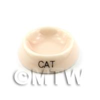 Dolls House Miniature Pink Handmade Ceramic Cat bowl