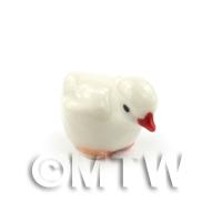 Dolls House Miniature Ceramic White Chick Pose 4 Of 4