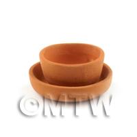 Very Fine Dolls House Miniature Terracotta Flower Pot  And Plate