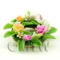 1/12th scale - Dolls House Miniature Pink and Yellow Mixed Flower Wreath 