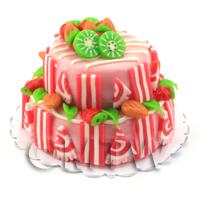 Dolls House Miniature Two Tier Candy Cake 