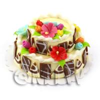 Dolls House Two Tier Marzipan Flower Cake 