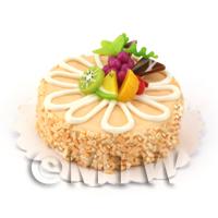 Dolls House Miniature Round Peach Coloured Iced Cake