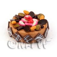 Dolls House Miniature Round Candy Topped Caramel Cake