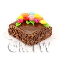 Dolls House Miniature Square Chocolate Brownie Cake