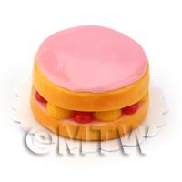 Dolls House Miniature Pink Iced Victoria Sponge Cake 