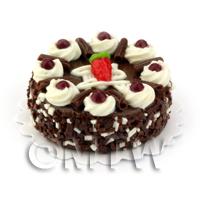 Dolls House Miniature Black Cherry and Chocolate Cake