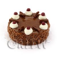 Dolls House Miniature Chocolate and Cherry Fudge Cake