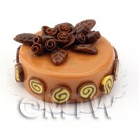Dolls House Miniature Caramel Cake With Chocolate Roses 