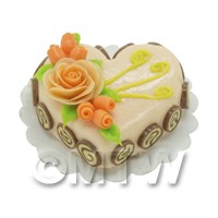 Dolls House Miniature Peach Heat Shaped Cake 