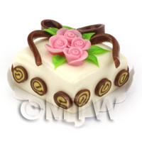 Dolls House Miniature Square white Iced Cake 