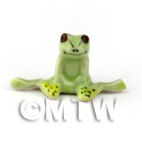 Miniature Ceramic Frog Comical Pose 1