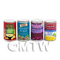 Dolls House Miniature Set of 4 Food Cans
