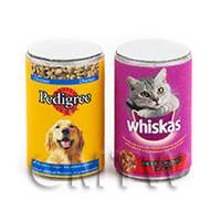Dolls House Miniature Set of 2 Pet Food Cans