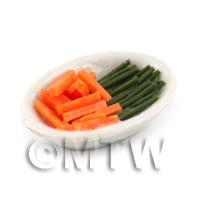 Dolls House Miniature Carrots And Beans in a Serving Dish