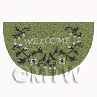 Dolls House 62mm Green Floral Half Moon Welcome Mat (WM14)