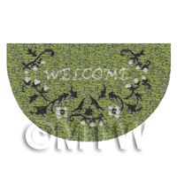 Dolls House 43mm Green Floral Half Moon Welcome Mat (WM19)