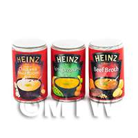 Dolls House Miniature Set of 3  Cans Of Heinz Soup