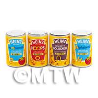 Dolls House Miniature set of 4  Cans Of Different Heinz Spaghetti