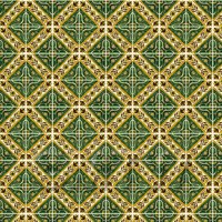1:12th Large Green Star With Flower Border Tile Sheet With White Grout