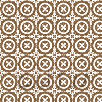 1:12th Pale Chestnut And White Floral Circle Design Tile Sheet