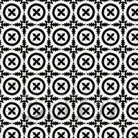 1:12th Black Bordered Floral Circle Design Tile Sheet With Black Grout