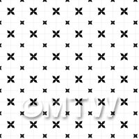 1:12th Black Styalised Star Design Tile Sheet With Light Grey Grout