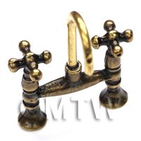 Dolls House Miniature Antique Brass Traditional Mixer Tap