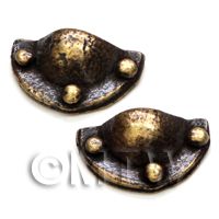 2x Dolls House Miniature 1:12th Scale Antique Brass Mussel Drawer Pulls