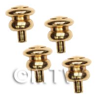 4x 4mm Dolls House Miniature Brass Hourglass Shaped Door Knobs