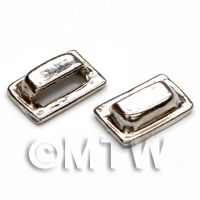 2x Dolls House Miniature Chrome Square Drawer Pull Handles