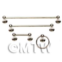 Dolls House Miniature 1:12th Scale Chrome Towel Rail Set.