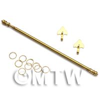 Dolls House Miniature 8 Inch Extending Brass Curtain Rod And Rings