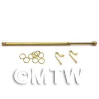Dolls House Miniature 5 Inch Extending Brass Curtain Rod And Rings