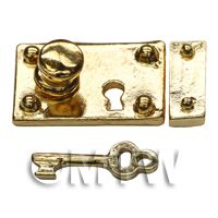 Dolls House Miniature 1:12th Scale Brass Box Lock and Key