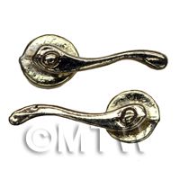 Dolls House Miniature 2 x Victorian Brass Scroll Door Handles