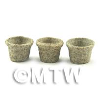 Set Of 3 Small Dolls House Miniature Stoneware Flower Pots
