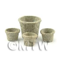 Set Of 4 Mixed Dolls House Miniature Stoneware Flower Pots